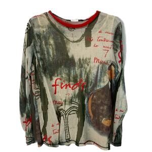 Alain Weiz Abstract Long Sleeve Blouse. Women's